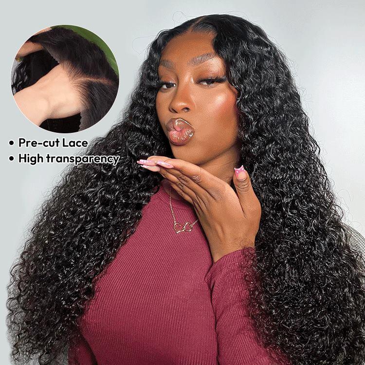 [NEW IN] West Kiss 200% Density Glueless Human Hair Wigs Deep Wave 7x5 Lace Closure Wig Pre Cut Lace Pre Bleached Pre Plucked Hairline