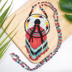 Premium MMIW Handmade Beaded Necklace Long Native American Style for Women