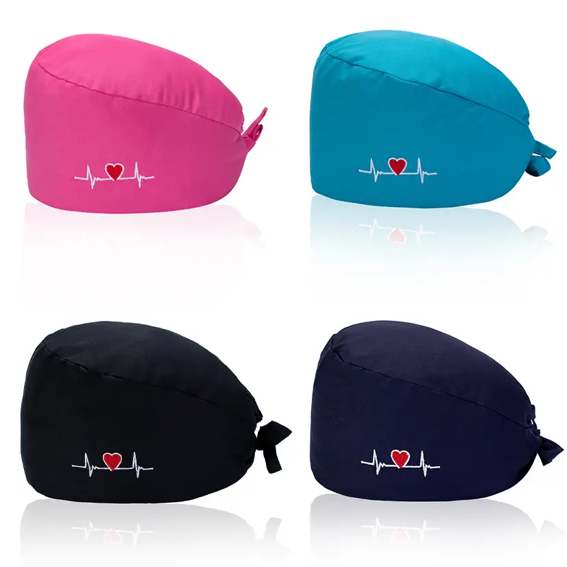 Women's 4-Piece Mix Scrub Cap Set, Fitted Beanie with Buttons, Sweatband & Adjustable Elastic, Fitted Hat Set for Dental Professionals, Women's Fashion Clothing Accessories, Beanie Fitted