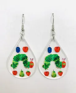 Caterpillar book character earrings