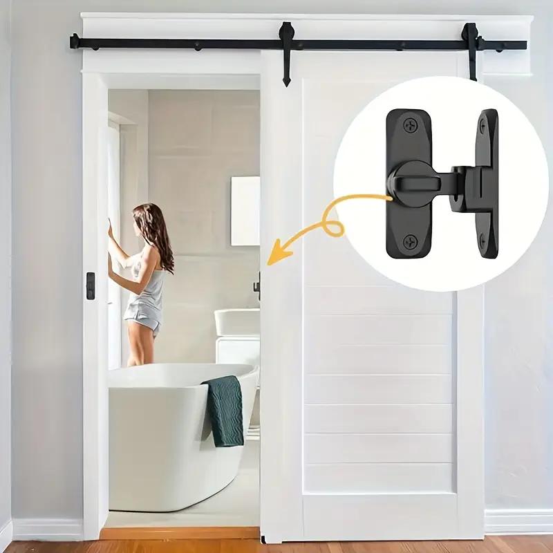 (3PCS) 2 in 1 Barn Door Lock, 90/180 Degree Flip Sliding Barn Door Latches, Gate Latch for Barn Door, Sliding Door, Pet Door, Garage, Bathroom, Window, Outdoor