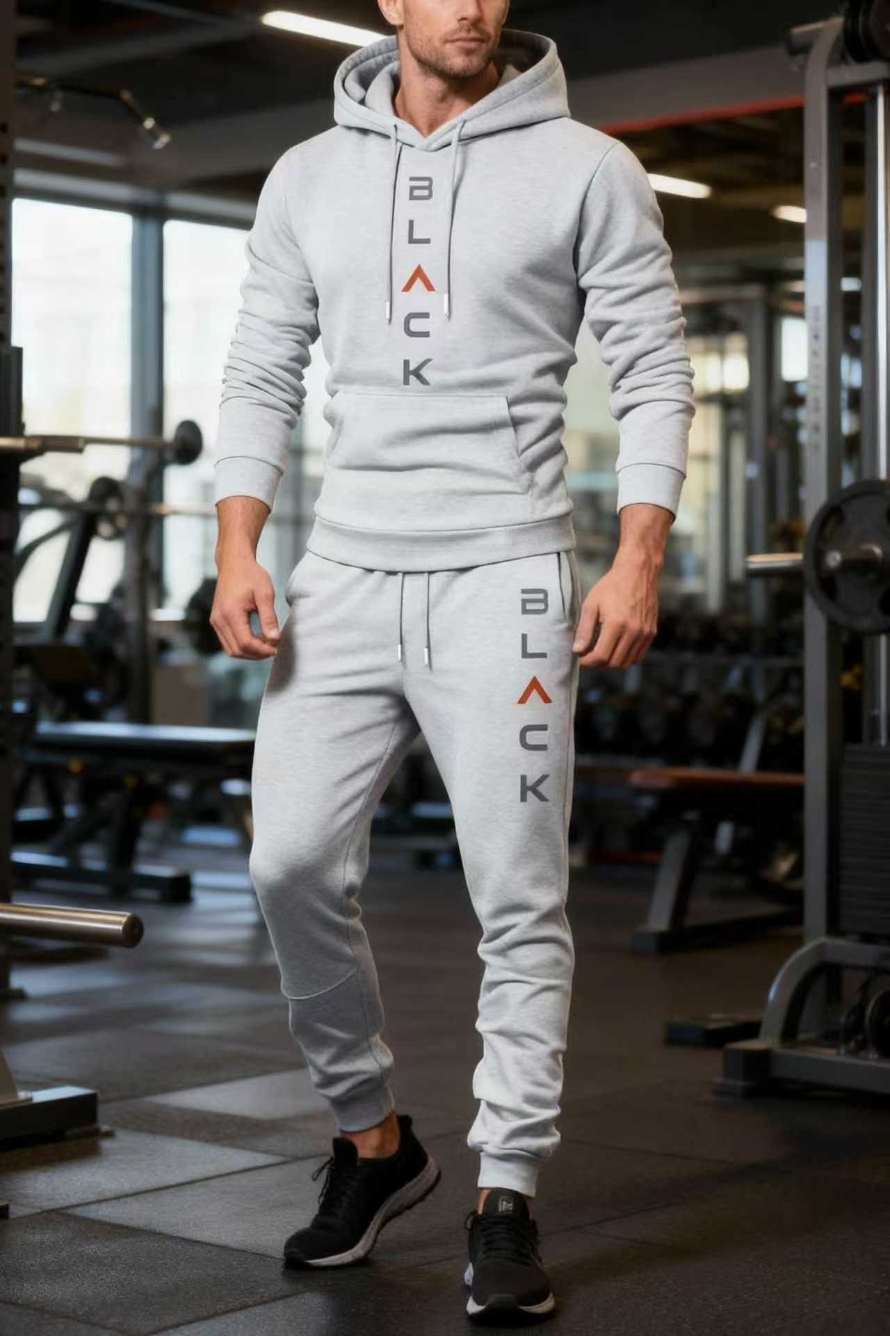 Men's hooded sports shirt and pants set, casual long-sleeve pullover with pocket design, perfect for everyday wear and extremely comfortable