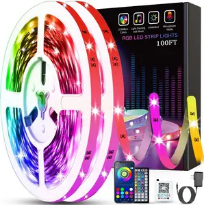 New Deal - Led Lights for Bedroom 100ft (2 Rolls of 50ft) Music Sync Color Changing Strip Lights with Remote and App Control RGB Strip, for Room Home Party Decoration