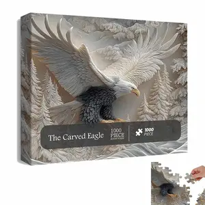 Viral 1000pcs Carved Eagle Relief Puzzle | High-Difficulty Adult, Home Decor & Perfect Gift