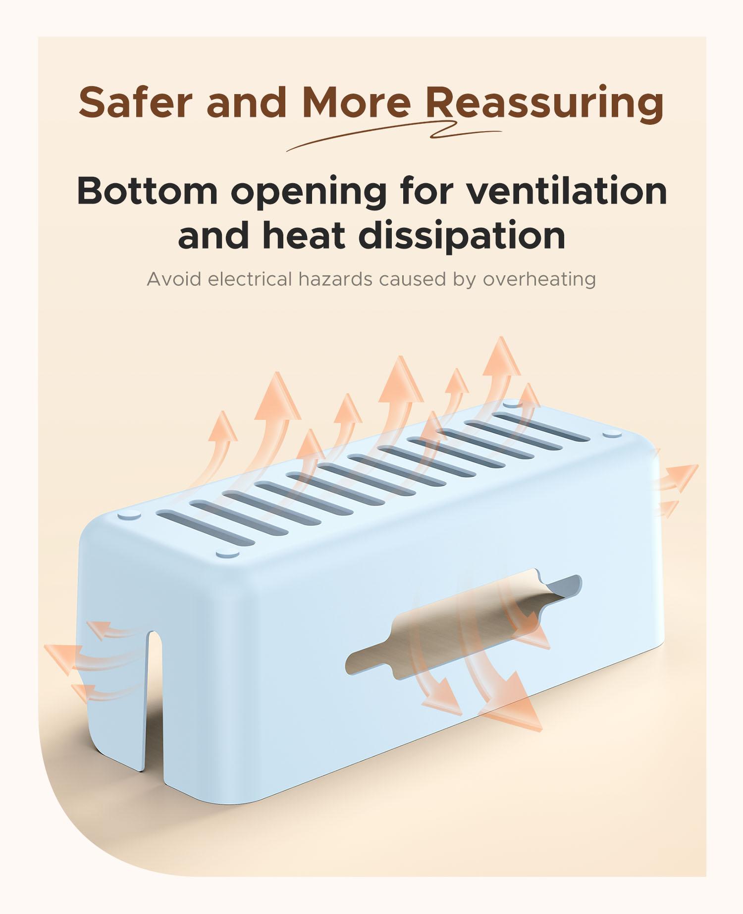 ORICO PowerBox Cable Organizer Box – Minimalist Desktop Cable Management, Safe Power Strip Storage for Home & Office - PB01