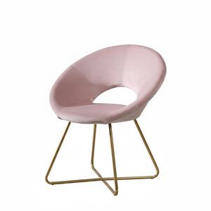 Slatina Pink Silky Velvet Upholstered Accent Chair with Gold Tone Finished Base - Soft Velvet Fabric, Curved Back, Gold Metal Frame, 28"Wx25"Dx31.5"H