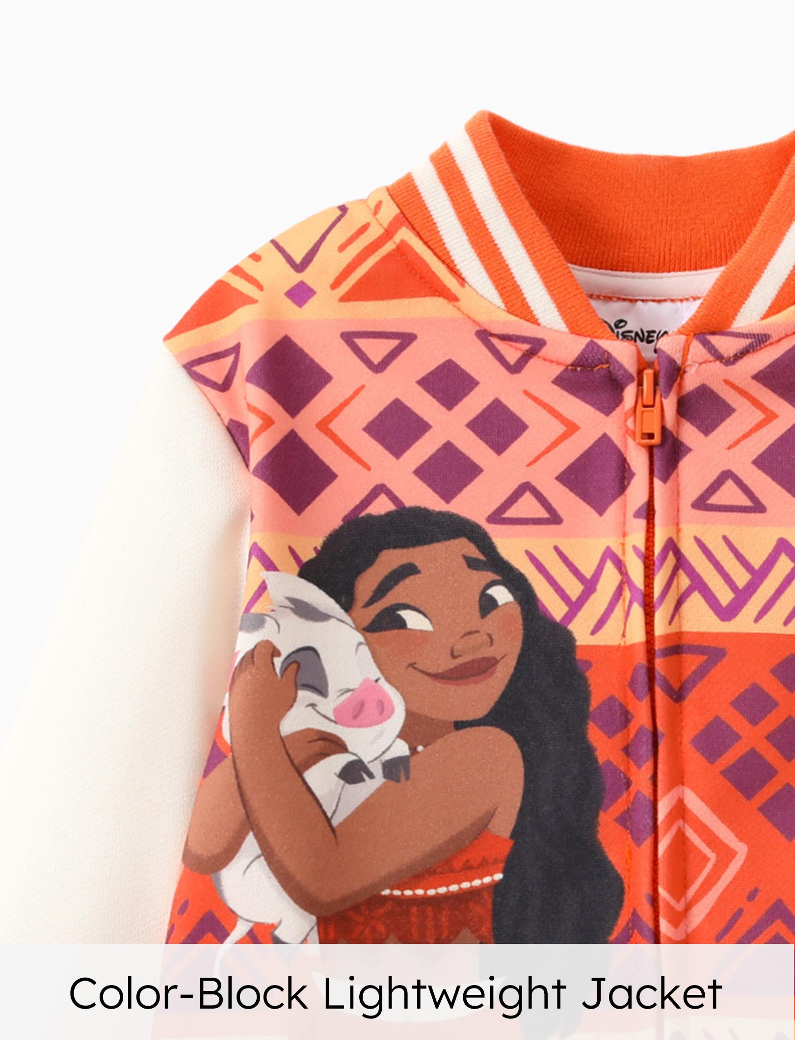 Disney Princess Kids' Baseball Jackets Featuring Moana Rapunzel & Other Princesses Colorful Printed Cute Style Vibrant Unique，SprIngGIowUp ,RefreshedLook