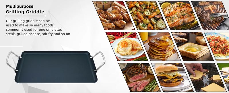 SmartCook Double-Burner Comal & Griddle Pan for Stove Top - Grill Pan with Utensils Set, Perfect para Torillas