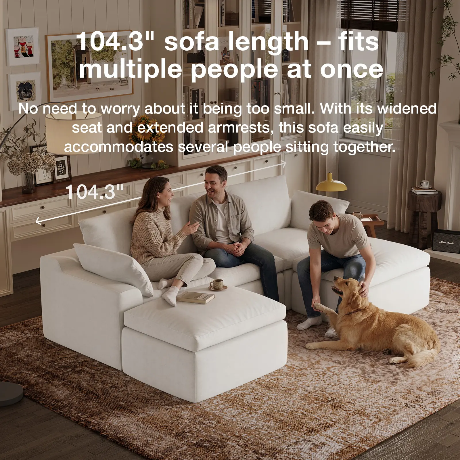 【Multiple packages shipping】Novilla Modern Modular Sectional Sofa, Cloud Couch with Smarts Coil Support ,Soft Chenille Fabric, No Assembly for Living Room, Apartment & Bedroom,Back To School