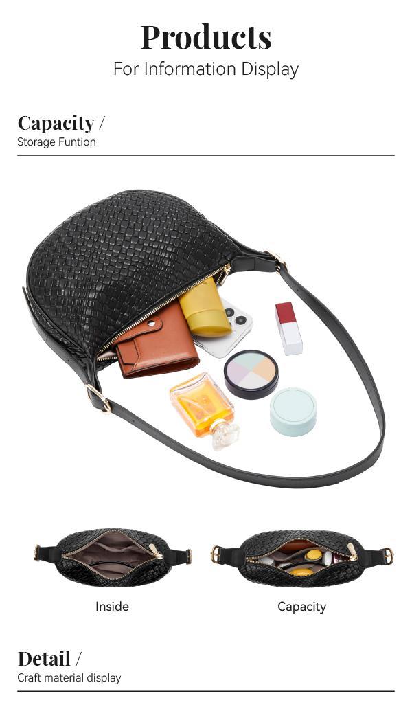 BOSTANTEN Woven Shoulder Bags for Women Tote Bags Retro Crossbody Bags Leather Luxury Purse Hobo Handbag with Adjustable Strap