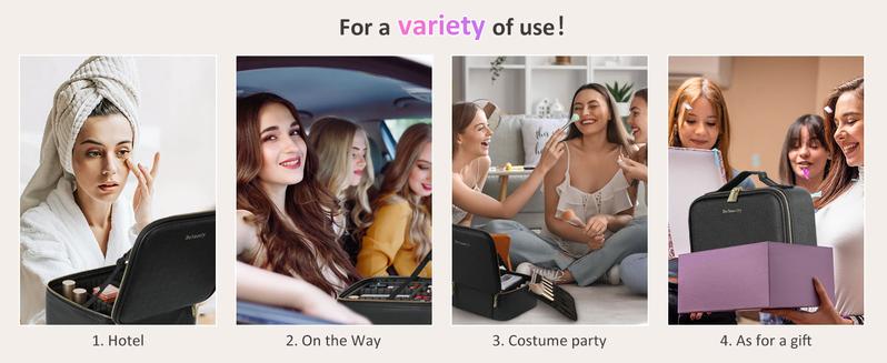 Behaesty Portable Makeup Bag with 3-Color LED Light Detachable Mirror 2000mAh USB Rechargeable Waterproof PU Leather Organizer Compact Travel Cosmetic Pouch Vanity Purse  Zip TikTokShopBlackFriday