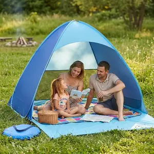 Pop Up Beach Tent for 3-4 Person, UPF 50+ UV Sun Protection Beach Shade Shelter with Carry Bag & Tent Stakes, Ideal for Beach, Park and Camping