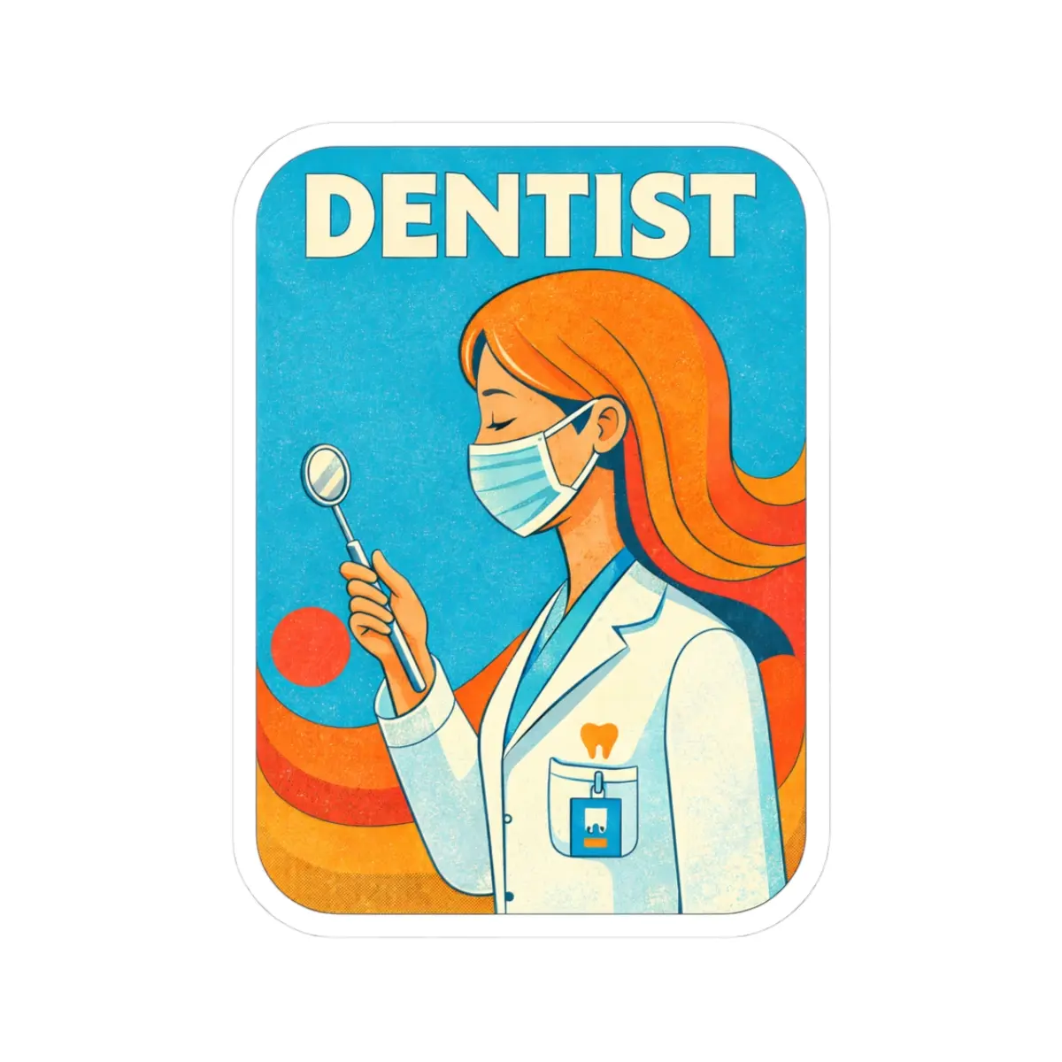Sticker: Retro Female Dentist | Medical, Dental Office Dental Student, Dentist Sticker