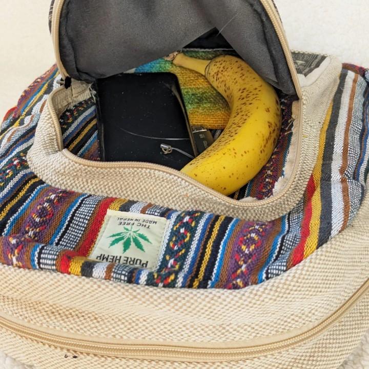 Himalayan Hemp Ganesh Printed Backpack Everyday Bag Day Bag For Adults Unisex With Laptop Compartment Upto 16 inch