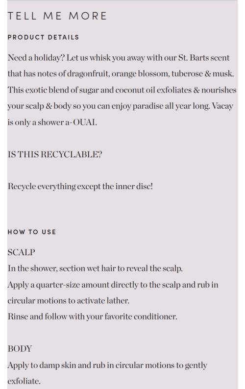 OUAI Scalp and Body Scrub Travel - St Barts Scent