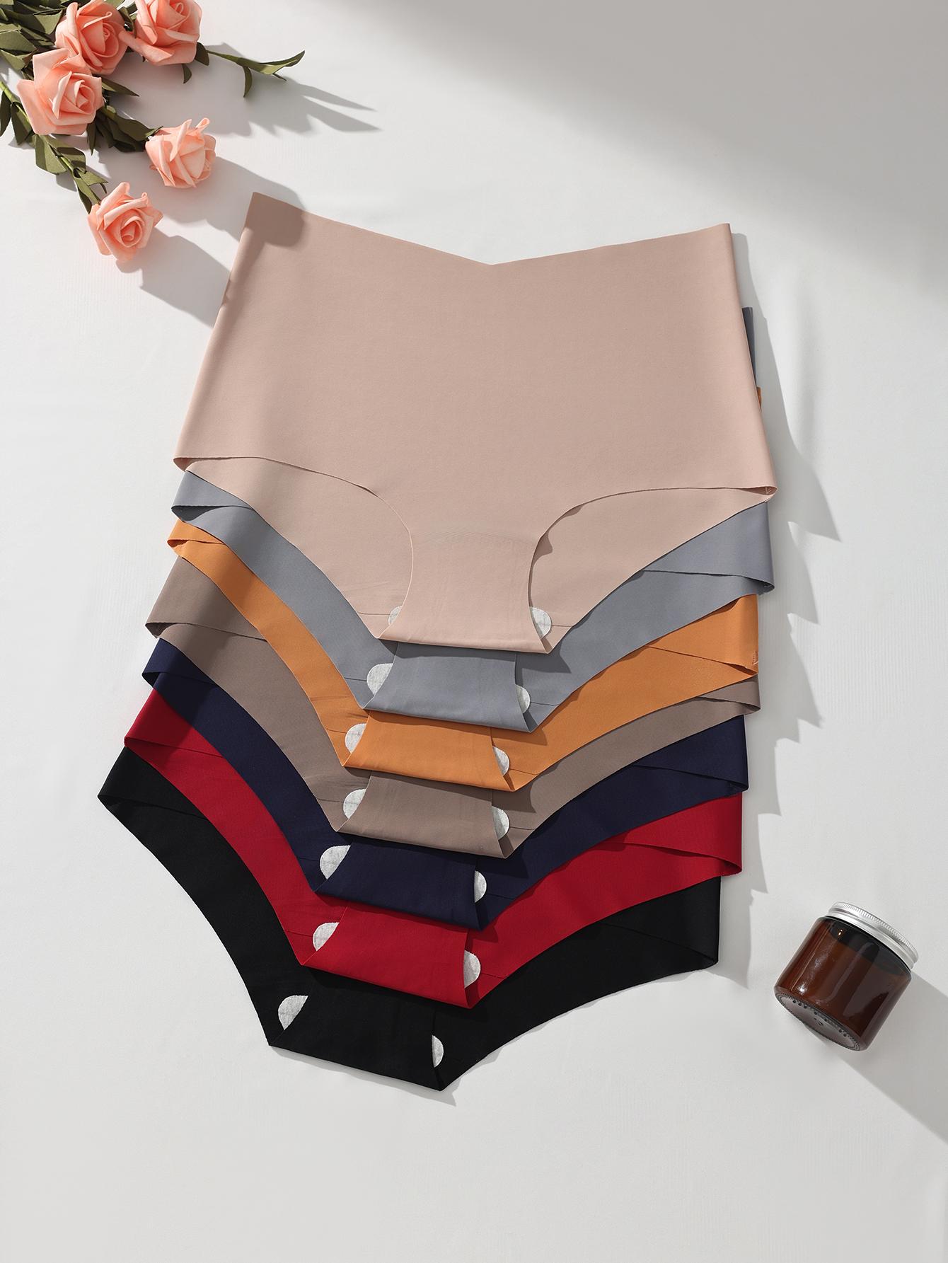 Hotcom Plus Size Seamless High Waisted Underwear For Women No Show Panties Full Coverage Soft Briefs 7 Pack XS-XXL Breathable Bikini Lingerie Everyday Clothes Fit Womenswear Leg - Feminine