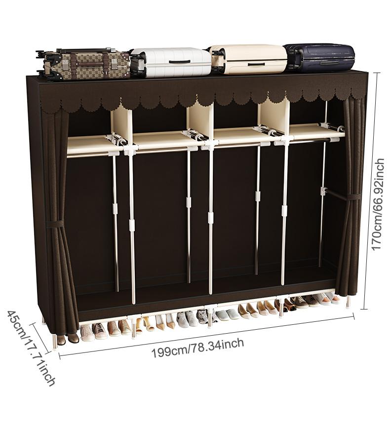 LEAIJIAFY Large Portable Armoire Wardrobe Closet with 4 Hanging Rods & Lockers Metal Storage Rack 16.7 in Wide for Clothes with Dust Cover metal garment rack Portable Magnetic Wardrobe Closet Organizer Portable Large Closet Organizer