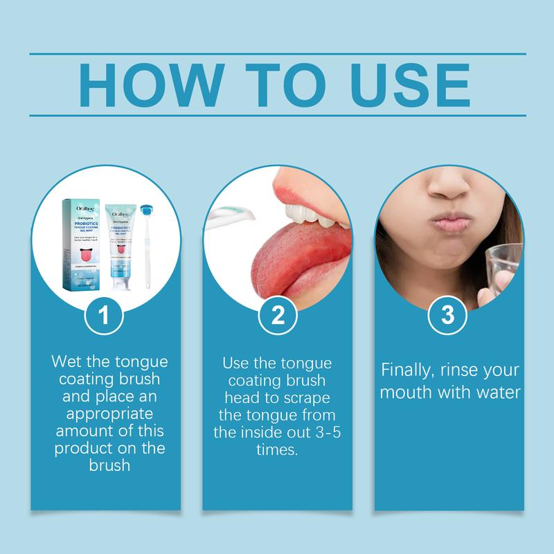 Tongue coating cleaning set: Gently cleans food residues on the tongue surface and provides oral care  Cleansing coconut mint teeth brush