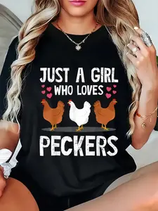 100% Cotton Funny Chicken Owner Art For Women Girls Chicken Lover Farmer T-Shirt