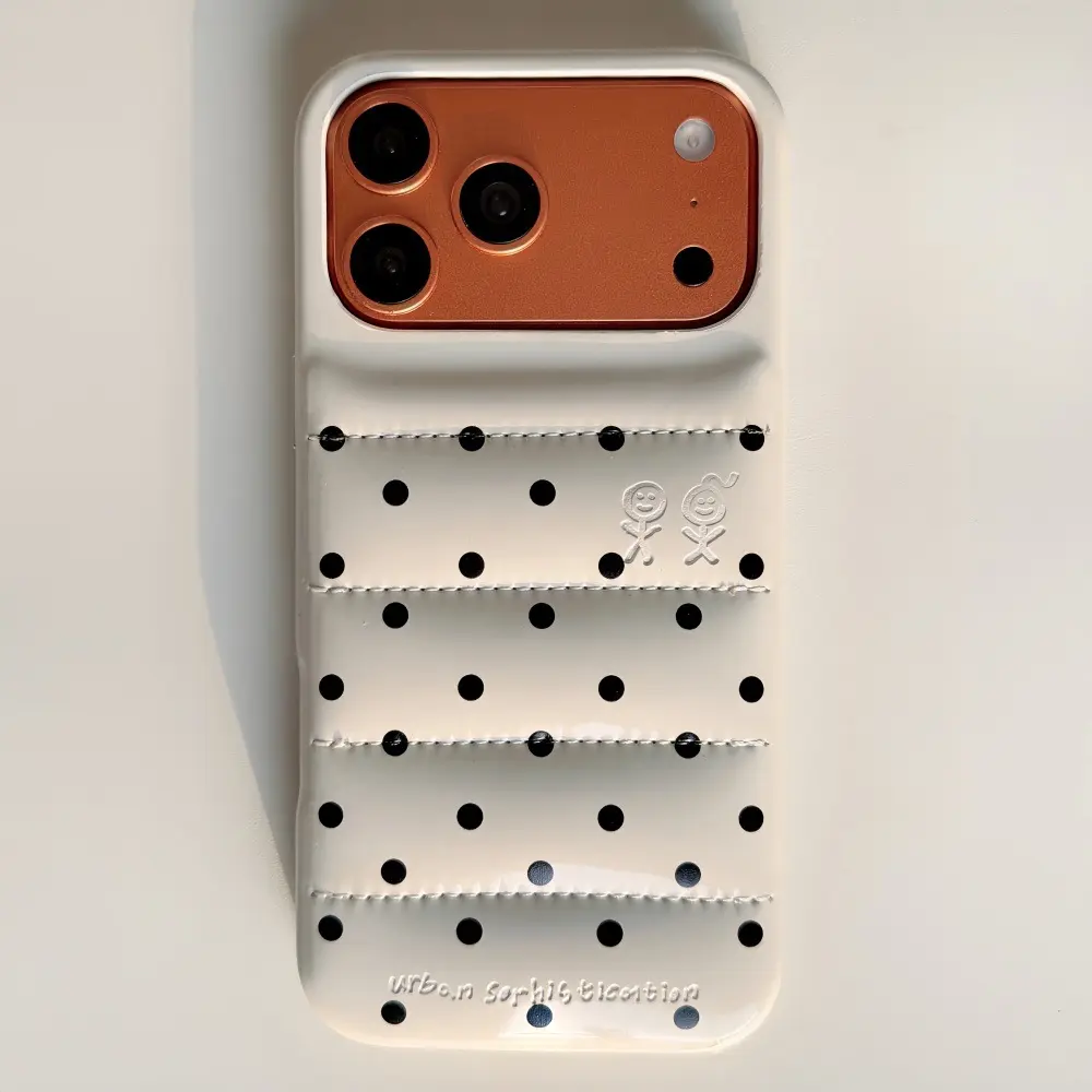 Leather Smartphone Protective Case, Polka Dot & Simple Design for iPhone 17/16 Pro Max, iPhone 15/14 - Handheld Cellphone Protection for Devices