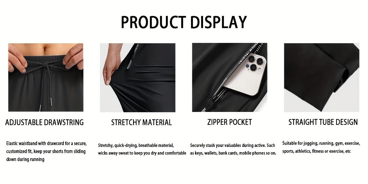 Men's Ice Silk Joggers - Breathable Mid-Elastic Fabric, Elastic Waistband Design, Straight-Leg with Pockets - Solid Color Outdoor Casual Sports Pants, Machine Washable, Comfort Fit, Versatile Style, Durable Material, Perfect for Gym Enthusiasts, Athletic