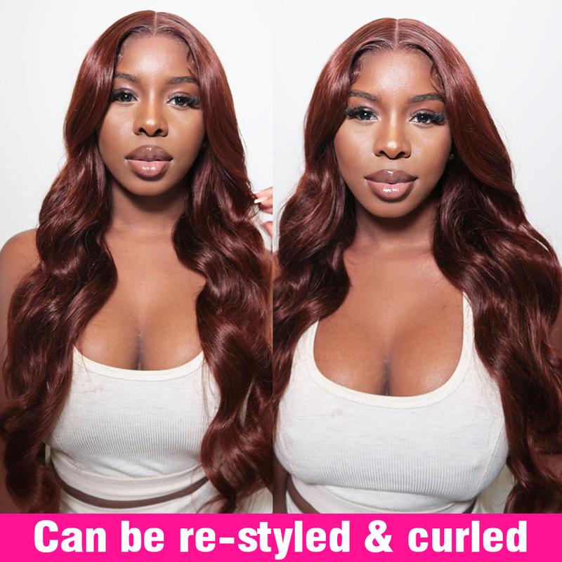 FORGIRL FOREVER #33 Reddish Brown Wig Pre Plucked 13x4 Straight Lace Front Wig For Women Silk Straight Human Hair Lace Frontal Wigs