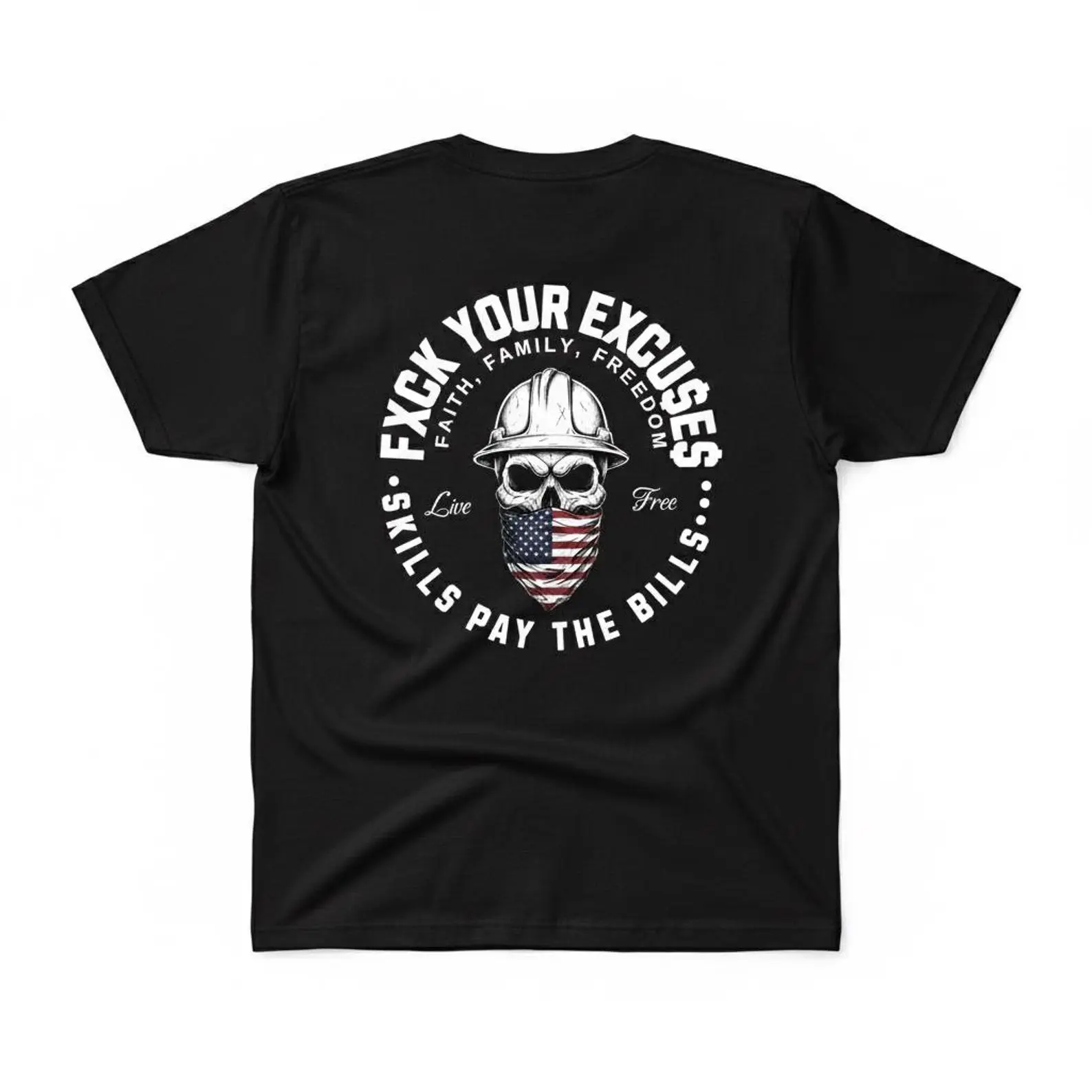 Women's Solid Soft Faith-Family-Freedom Graphic T-Shirt - American Blue Collar Casual Top, Short Sleeve, Smooth Seamless Lightweight Fold Cotton Tshirt, Slim-Fitting, Graphic Print