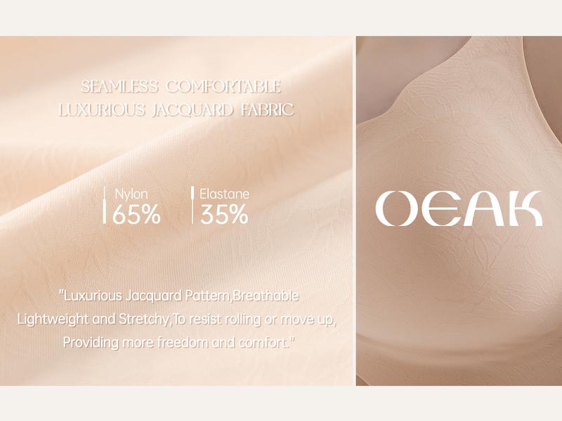 OEAK Women Jelly Bras No Underwire Scalloped Flowers V Neck Push Up Bra Buttery Soft Tshirt Bra Seamless Full Coverage Convertible Everyday Bra