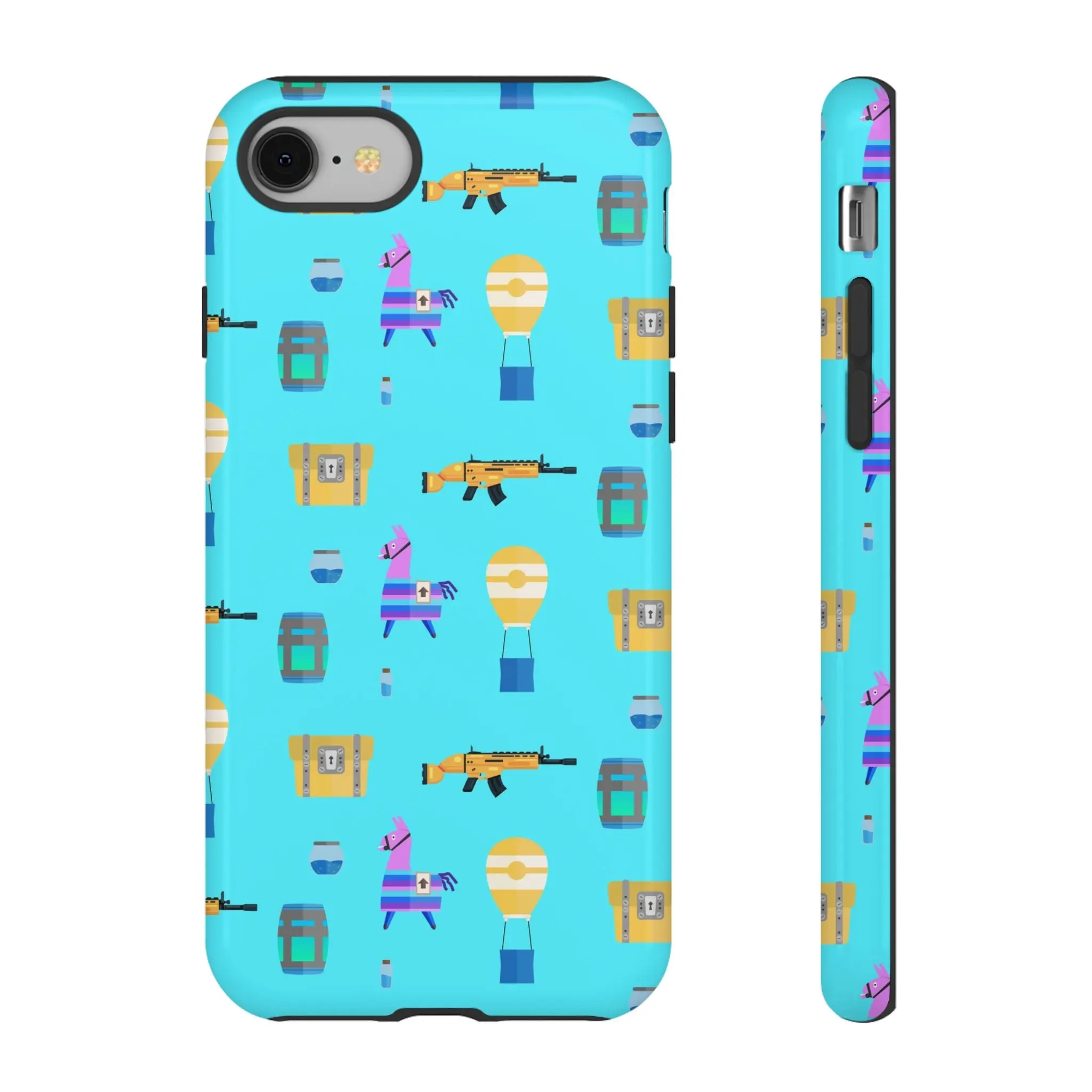 Fortnite-Inspired iPhone Case — Loot Llama, Supply Drops & Bright Battle Royale Pattern