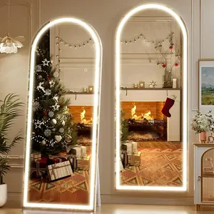 71" x 26" Led Mirror Full Length, Full Length Mirror with Lights Arch Design, Full Length led Mirror,Tempered Glass,Shatter-Proof, Dimming & 3 Color Modes for Bedroom Cloakroom-UL 71" x 24" Led Mirror Full Length, Full Length Mirror with Lights Arch Desig