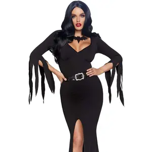 Women's Immortal Mistress Costume Dress, Halloween-Party Clothes with Glitter Details and Matching Necklace