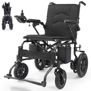 15 Miles Electric Wheelchair for Adults, Foldable Motorized Wheelchair, Portable Power Wheelchairs for Senior, Black