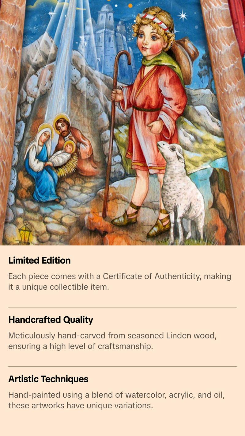 Star of Hope Santa Hand-Painted WOODCARVED Masterpiece by G. DeBrekht - Nativity Holiday Decor - 243018