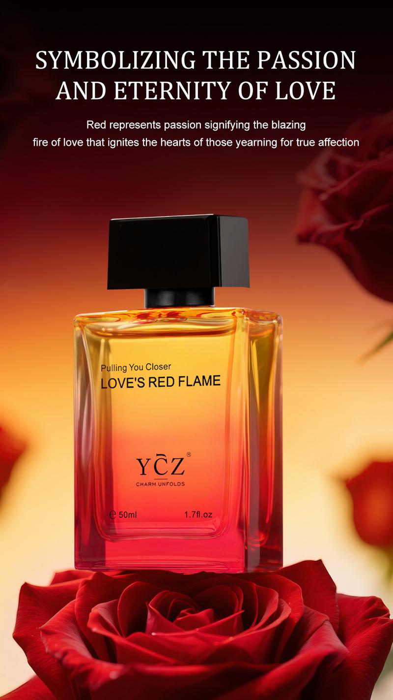 YCZ Love's Red Flame Men's Perfume Spicy Woody & Fruity EDP with Bergamot Rose & Patchouli 50ml High Quality Fragrance for Bold Scent Aromatic Amberwood