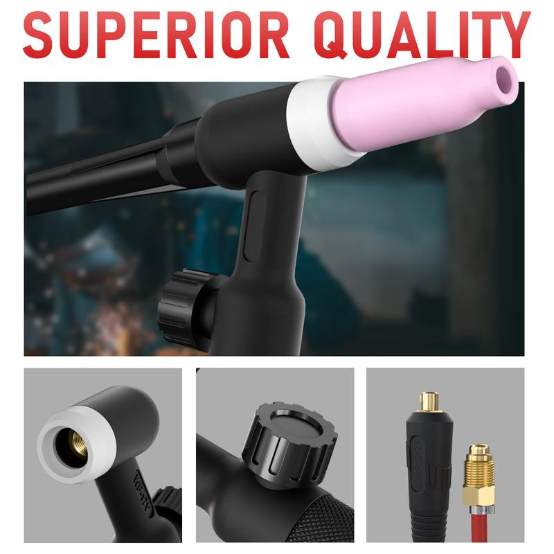 YESWELDER WP-17V-10 13ft TIG Welding Torch 150Amp | 10-25mm² Euro Connector Lift TIG Gun Fits YWM-160, MIG-140DS-PRO, FLUX-135PRO, FLUX-135MINI & ARC-125DS-PRO Welder