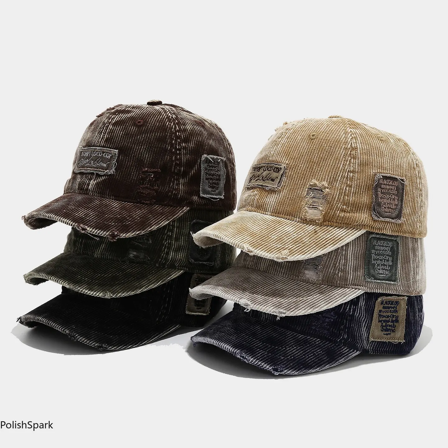 Vintage Distressed Corduroy Patchwork Baseball Cap for Women Men – Y2K Baddie Aesthetic Washed Ribbed Dad Hat | Ripped Raw Edge Grunge Streetwear Sun Cap tiktokshopbacktoschool