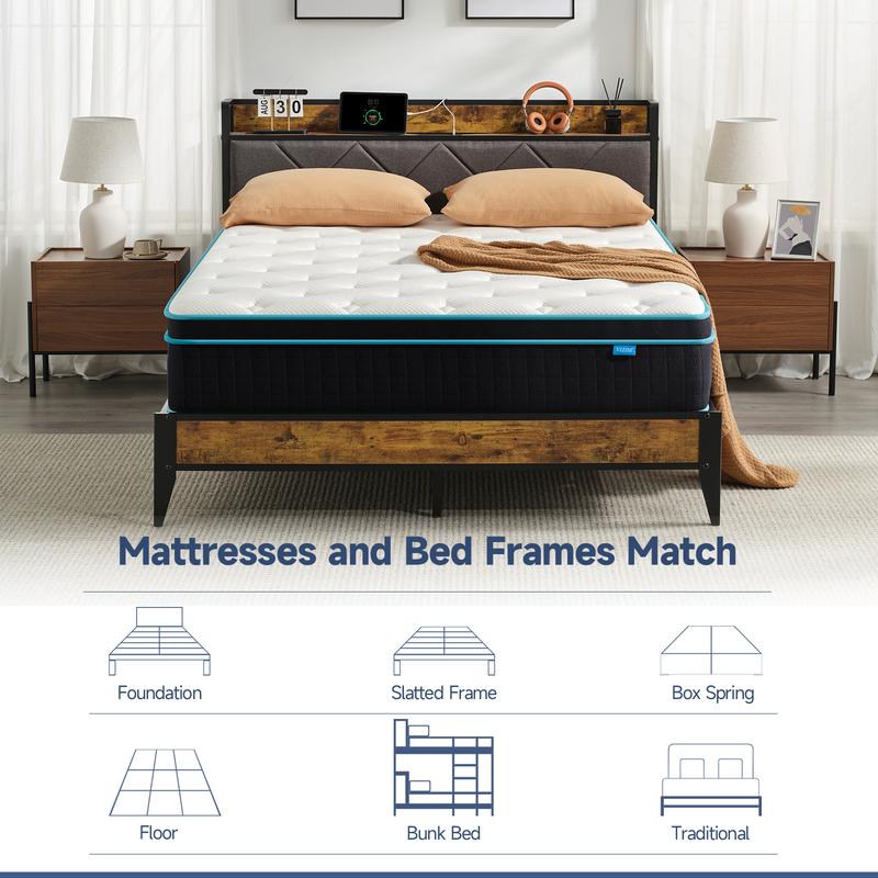 VIZIM Hybrid Mattresses in a Box, 10 & 12 Inch Twin Full Queen Size Mattress with Memory Foam & Pocket Springs, Medium Firm Bed for Pressure Relief & Motion Isolation, CertiPUR-US Certified VIZIM Hybrid Mattresses in a Box, 10 & 12 Inch Twin Full Queen Size Mattress with Memory Foam & Pocket Springs, Medium Firm Bed for Pressure Relief & Motion Isolation, CertiPUR-US Certified