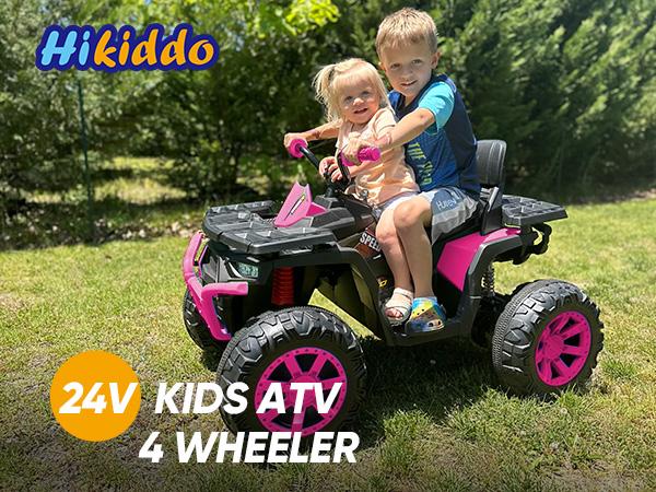 Hikiddo Kids ATV 4-Wheeler, Ride on Toys for Big Kids with 2 Seater Bluetooth Light