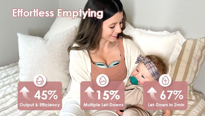 MomMed Wearable Breast Pump S21 With Carry Case,Travel Electirc Breast Pump Kit, Strong Suction And Leak-Proof Design For More Milk, Hands-Free Double Portable Electric Breast Pump with 9 Levels - 24mm Shield