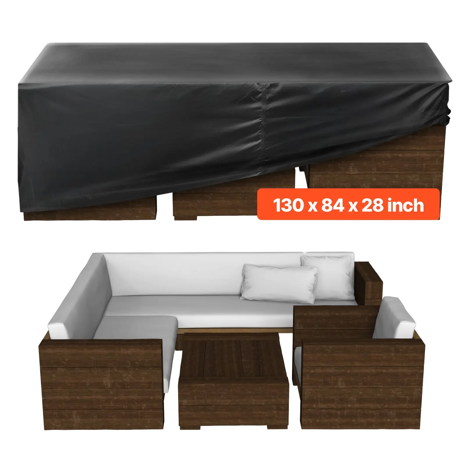 【Summerfinds】VEVOR Patio Furniture Cover, 420D Heavy Duty Waterproof Outdoor Dining Table and Chairs Cover, Large Rectangular Patio Table Covers with Air Vent for All Weather, 130L x 84W x 28H inch, Black