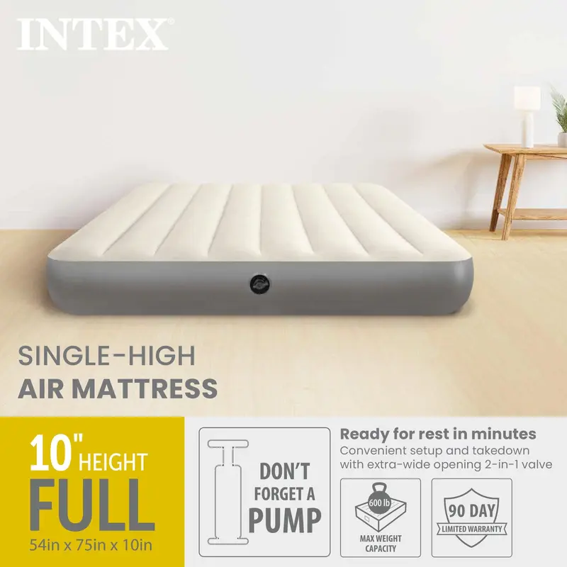 Intex 64102E Dura-Beam Standard Series Single Height Inflatable Airbed, Full
