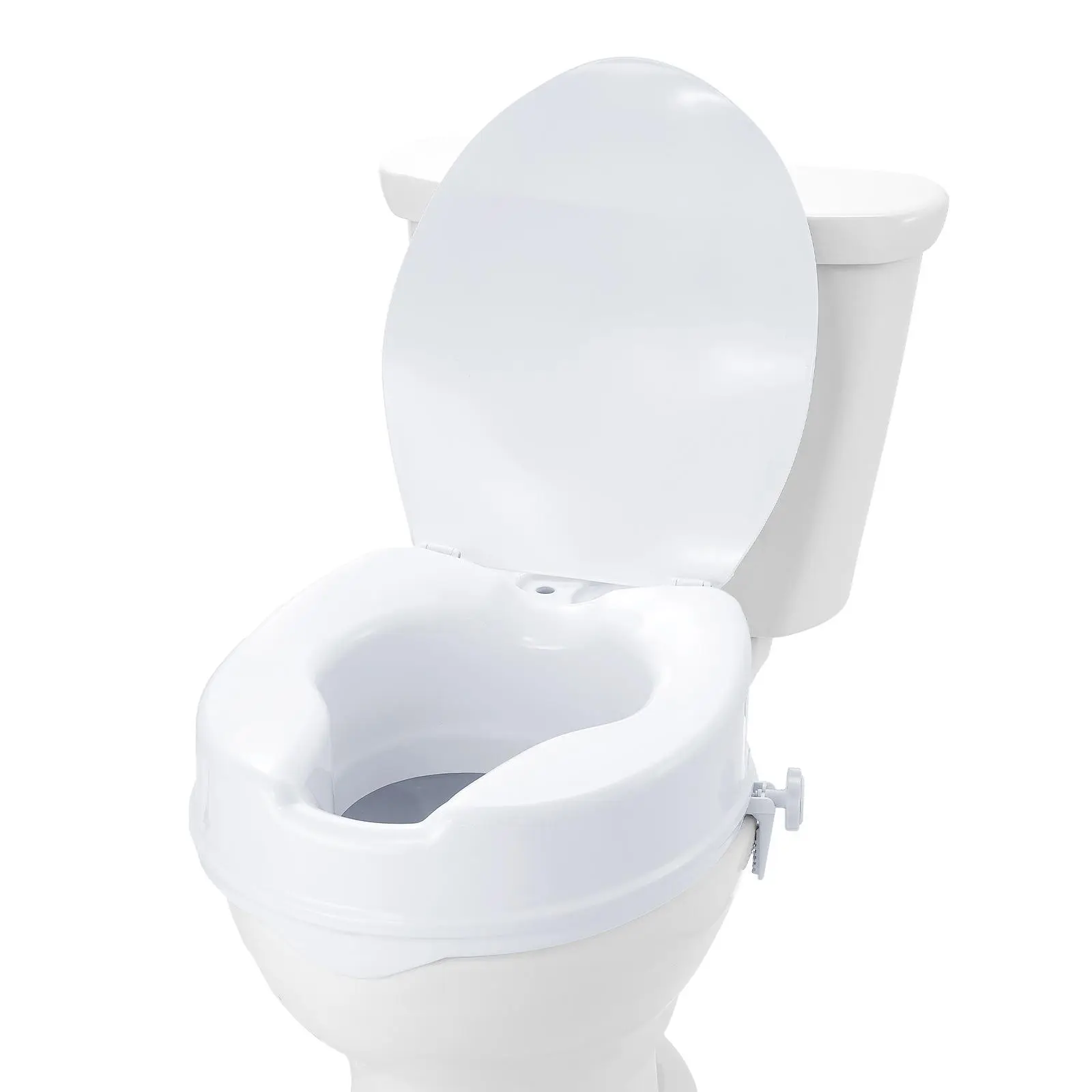 【summerfinds】VEVOR Raised Toilet Seat, 4" Height Raised, 300 lbs Weight Capacity, Universal Toilet Seat Riser, Screw Rod Locking, with Toilet Seat, for Elderly, Handicap, Patient, Pregnant, Medical