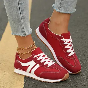 Women's Lightweight Sneakers Comfortable Lace-Up Retro Trainers Non-slip Outdoor Walking Shoes