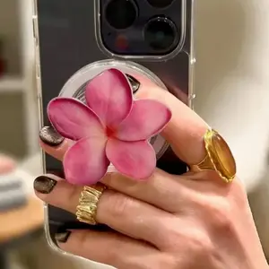 Pink Plumeria MagSafe Grip, Magnetic Flower Phone & Kindle Holder, Bookish Grip, Girlie Pink Grip mount