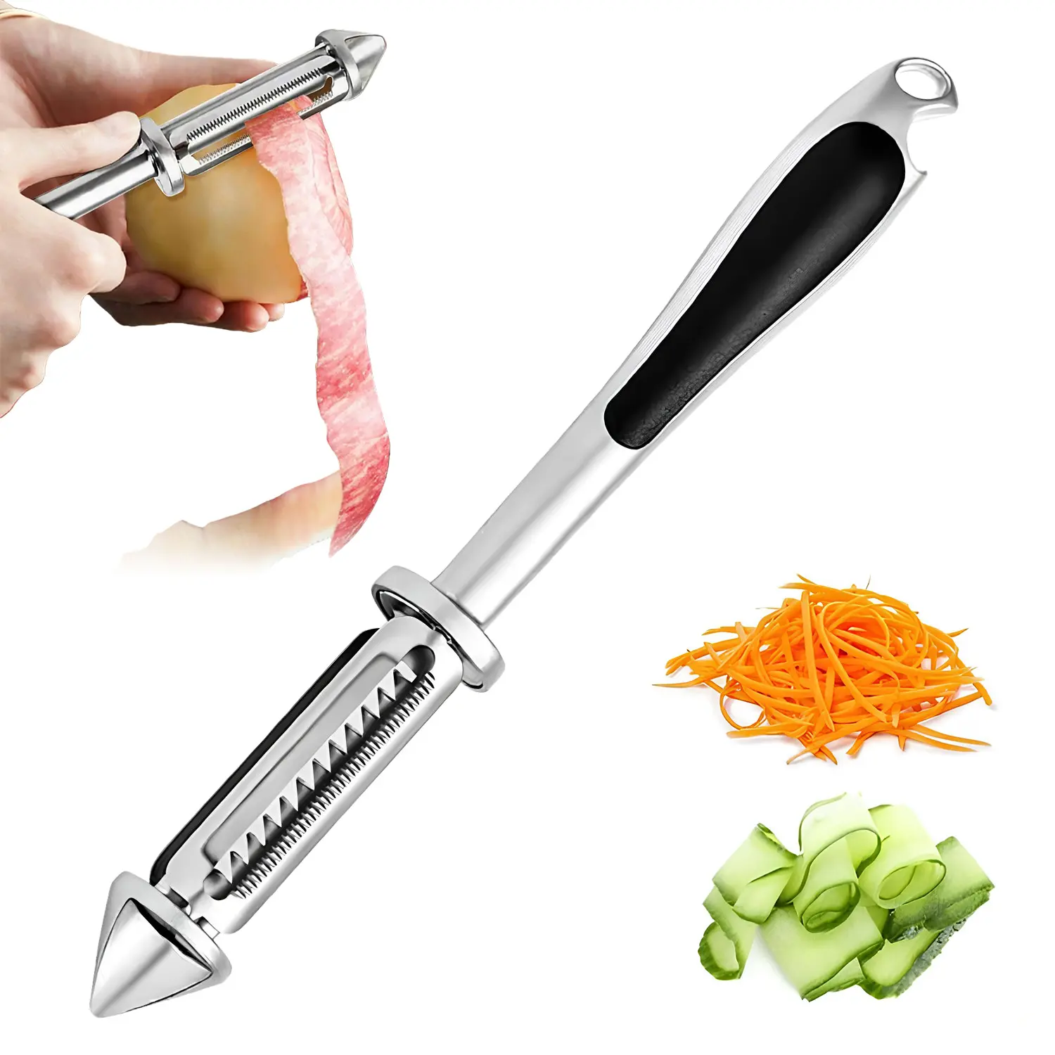 LZDJTQ Vegetable Peeler for Kitchen,Stainless Steel 2 in 1 Julienne Vegetable Peeler,Ultra Sharp Potato Peelers for Kitchen, Veggie Fruit Peeler, Carrot Peeler, Rotary Serrated Blade, Thickened Non-Slip Ergonomic Handle