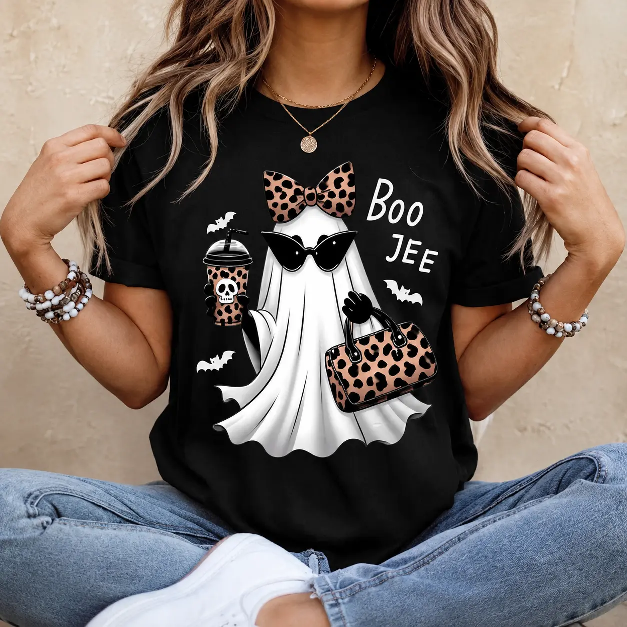 Boo-Jee Ghost Shirt Leopard Ghost Tee Ghost Coffee Shirt Funny Fall Shirt Ghost Tee Girly Halloween Gift Boojee Shirt Check