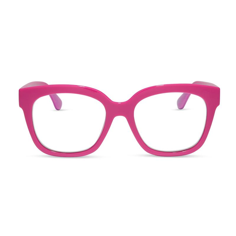 DIFF Ava Bubblegum Pink Blue Light Readers - Cute Square Chunky Lightweight Frame