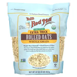 Bob's Red Mill Organic Extra Thick Rolled Oats, Whole Grain, 32 oz (907 g)