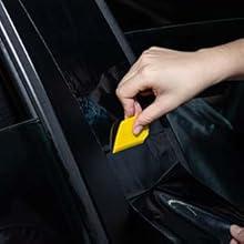 Spurtar Gloss Black Vinyl Wrap 4 Inch x 20ft Air-Release Adhesive Car Vinyl Tape Chrome Delete Wrap Roll DIY Car Exterior Decoration Door Edge Guard Vehicle Detailing Paper 10CM x 6M