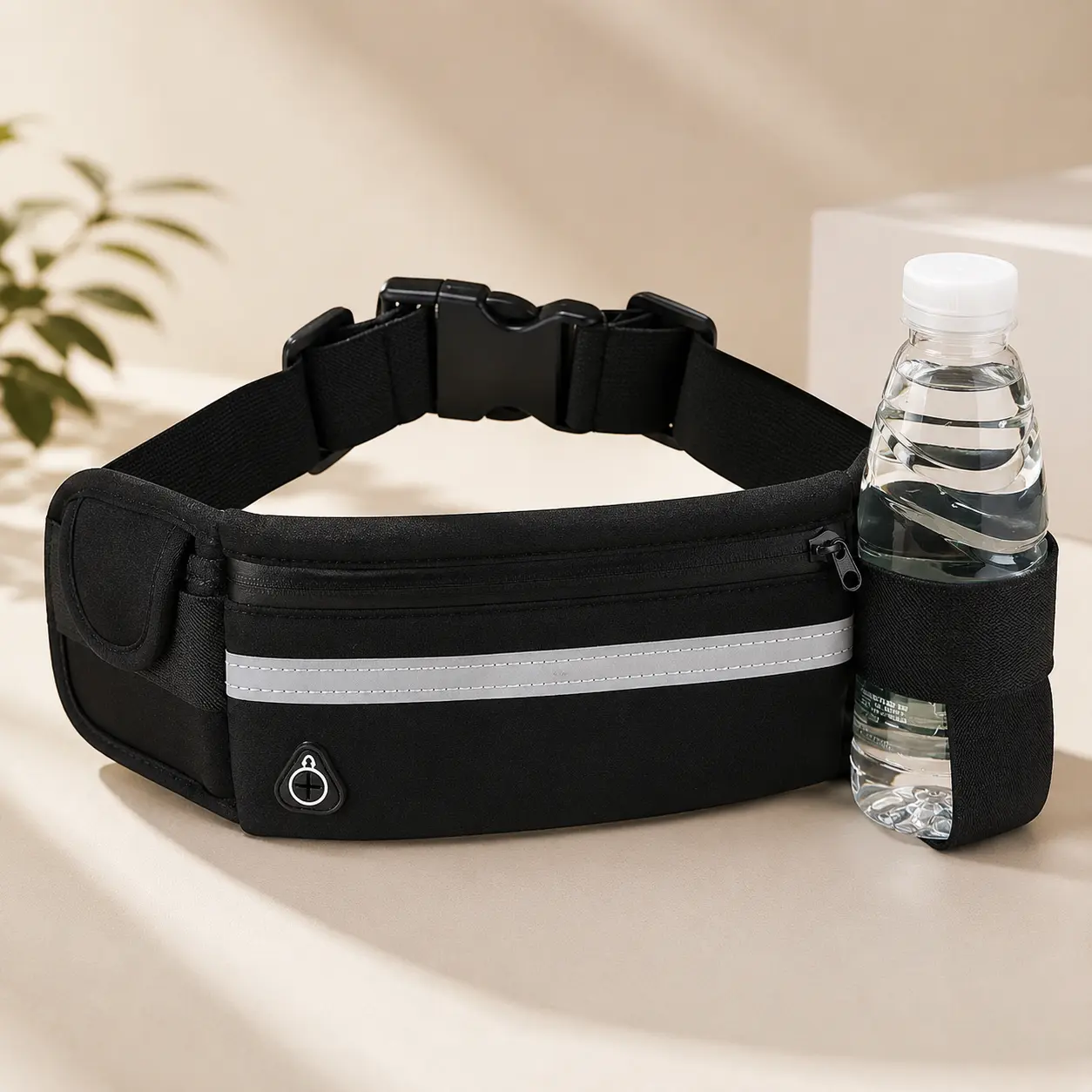 Men's and women's running belts, money belts, and running waist packs, hiking waist packs, phone, money, and key holders, adjustable belts, suitable for most phone and waist sizes (black)